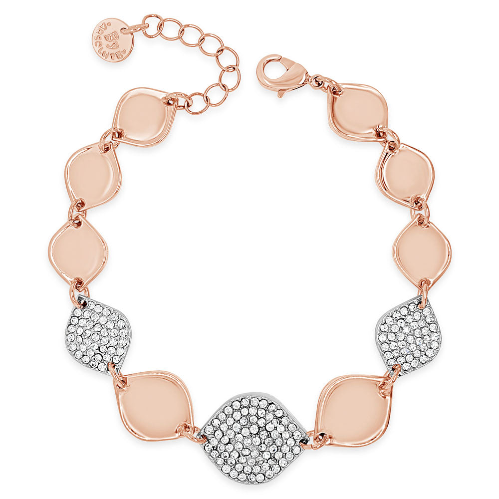 Jillian Two Tone Silver Rose Gold Rhombus Diamante Bracelet
